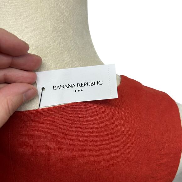 Effortless Chic Linen Blend Crop Tank Banana Republic‎ Rust Red NWT Size 10 - Picture 9 of 10